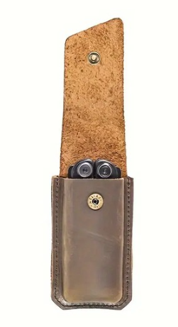GENUINE LEATHER POUCH - BROWN